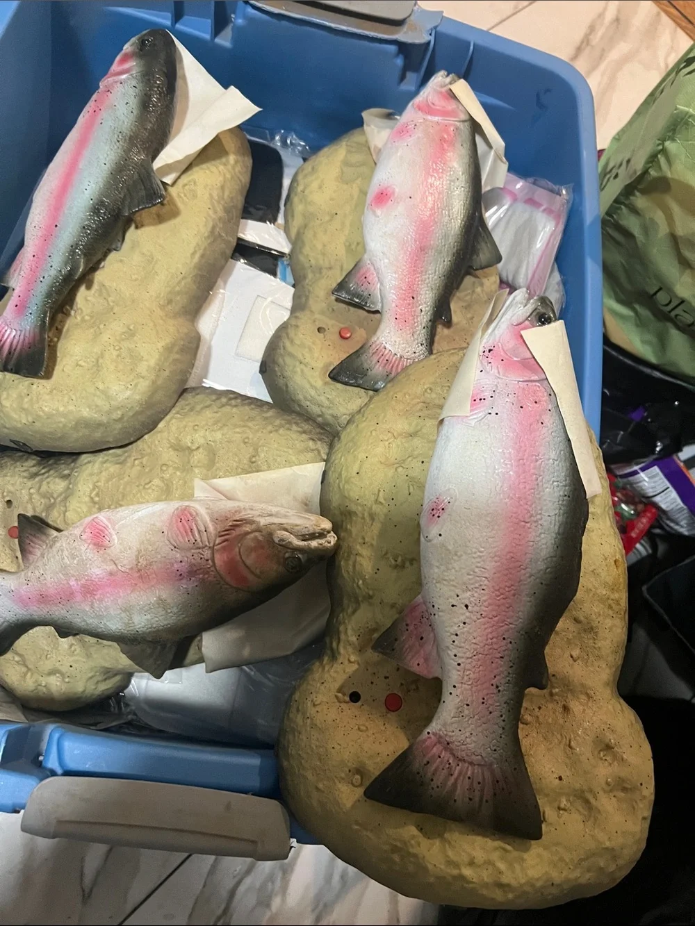 Lifelike Pink & Green Rainbow Trout Aquarium Ornament - 11 pieces just for $200